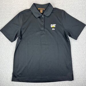 Harriton CAT‎ Oils equipment Ladies Black Short Sleeve Polo Shirt Work Uniform M